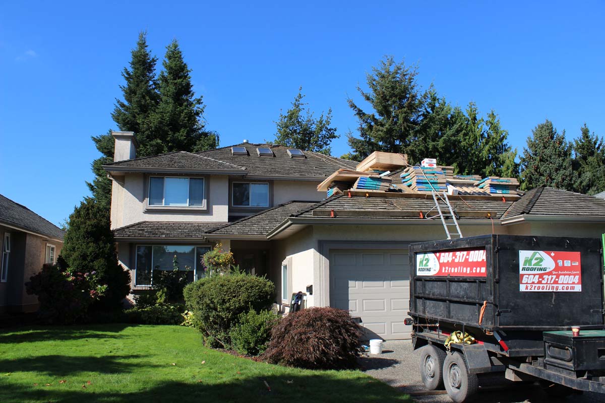 Residential roofing in progress